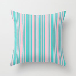 [ Thumbnail: Turquoise and Pink Colored Lines/Stripes Pattern Throw Pillow ]