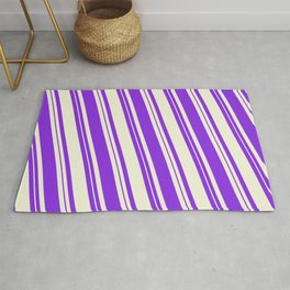[ Thumbnail: Beige and Purple Colored Lined Pattern Rug ]