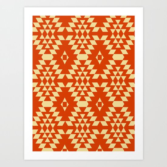 Aztec Inspired Pattern Yellow & Orange Art Print