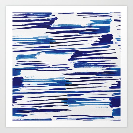 Shibori Paint Vivid Indigo Blue and White Art Print