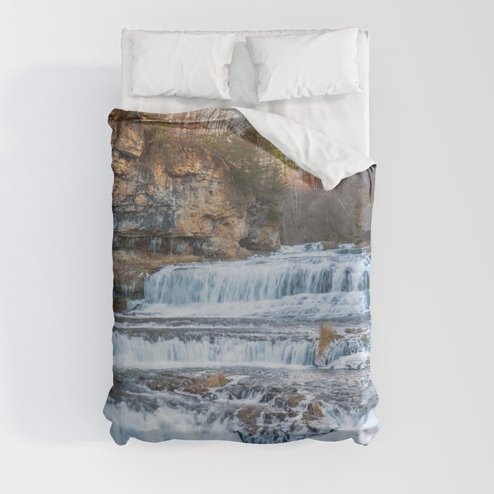 Cascading Waterfall | Long Exposure Photography Duvet Cover