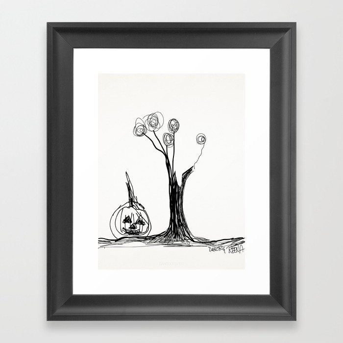 the pumpkin & the tree Framed Art Print