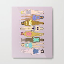 Sunbathers - Retro Female Swimmers Metal Print | Swim, Earth, Female, Women, Love, Beach, Summer, Travel, Drawing, Curated 