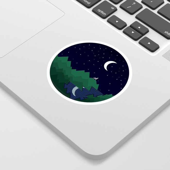 Lonely wolf in the night Sticker