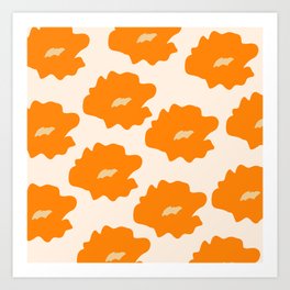 Abstract Daisies Orange Art Print