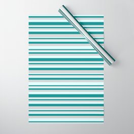 [ Thumbnail: Light Grey, Light Cyan, and Dark Cyan Colored Stripes Pattern Wrapping Paper ]