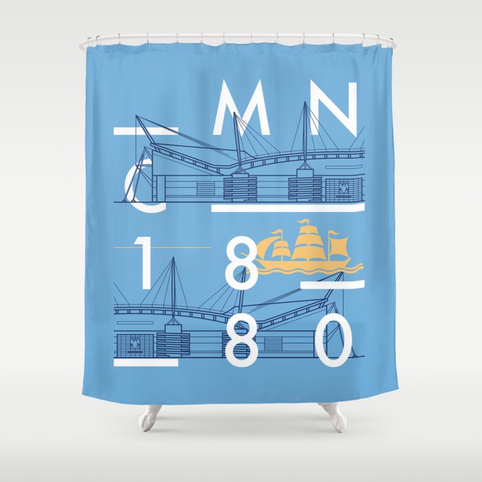 Etihad Stadium Manchester City Shower Curtain By Designedbydan