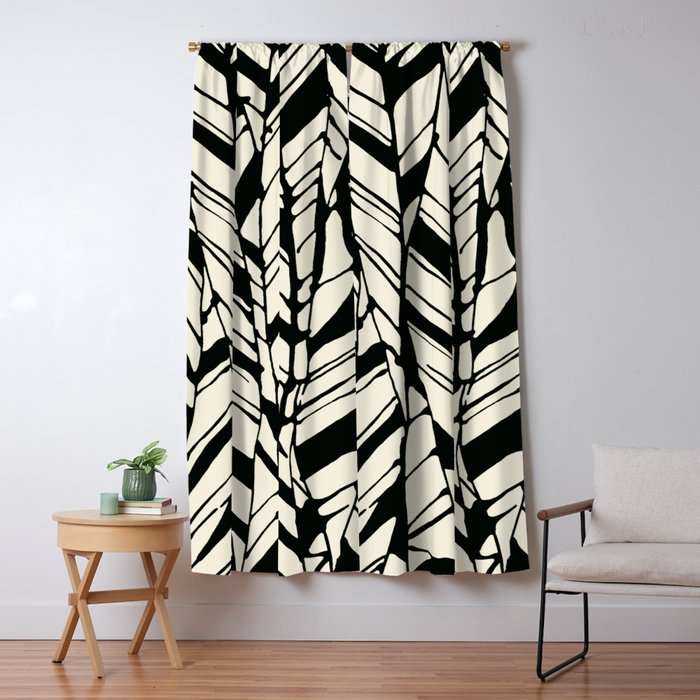 Black And White Feather Texture Blackout Curtain By Mpzstudio Society6