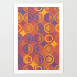 Geometric Shapes Purple Orange Circles Art Print