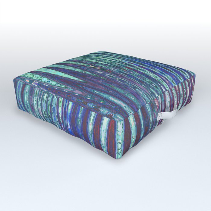 Blue Tones Abstract Line Art Outdoor Floor Cushion
