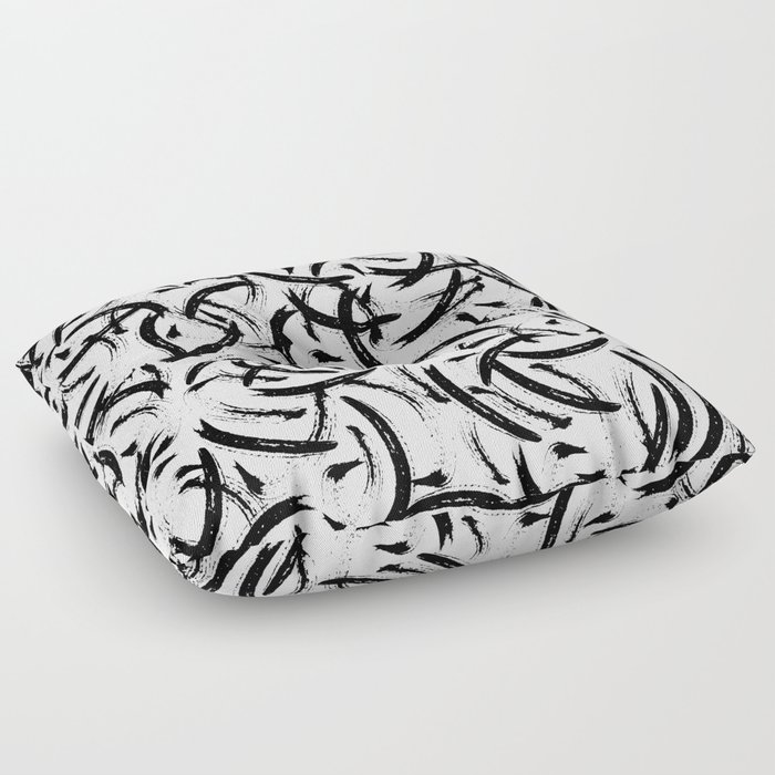 Isobel - Black and white minimal modern urban city brooklyn abstract painting art design hipster Floor Pillow