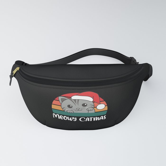 Merry Catmas Funny Cat Christmas Pun Fanny Pack