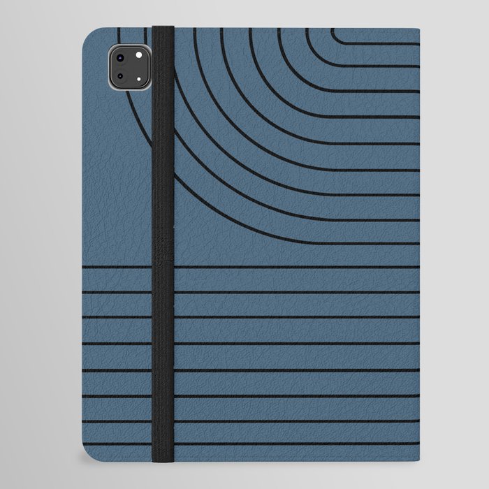 Minimal Line Curvature LVI Navy Blue Mid Century Modern Arch Abstract iPad Folio Case