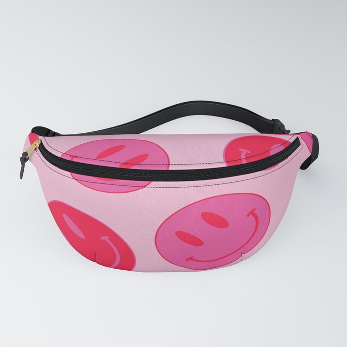 Large Pink and Red Vsco Smiley Face Pattern - Preppy Aesthetic Fanny Pack