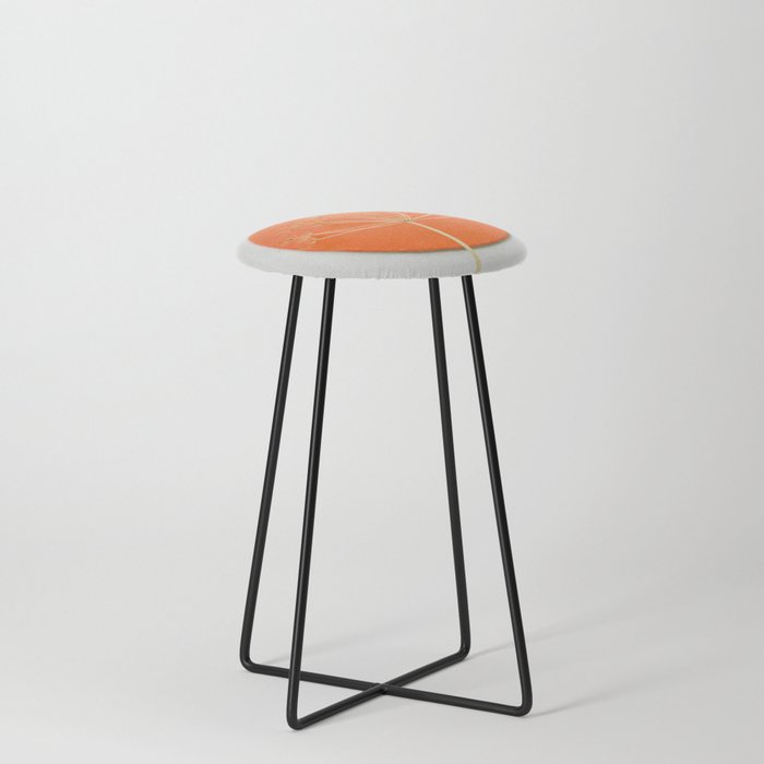 Orange circle and dried flower Counter Stool