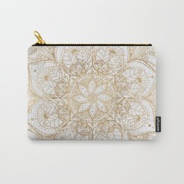 Trendy Gold Floral Mandala Marble Design Carry-All Pouch
