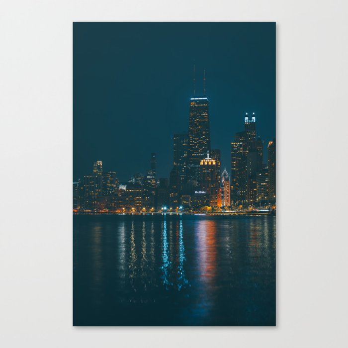 Chicago Skyline at Night Canvas Print