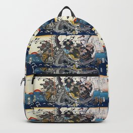 “ Seven Lucky Gods ” by（Utagawa Kuniyoshi + Keisai Eisen + Utagawa Kunisada） Backpack | Takarabune, Ukiyo E, Painting, Sevenluckygod, Ukiyoe, Luckygod 