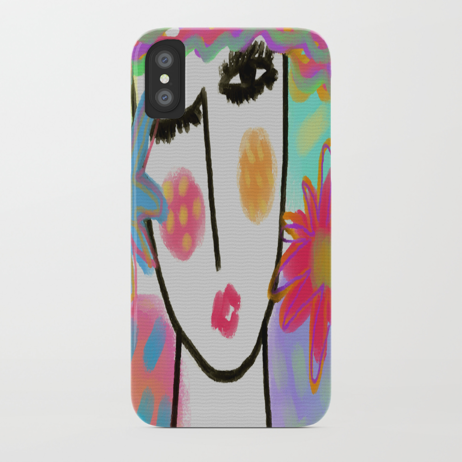 Woman With Flowers Abstract Digital Painting Iphone Case By