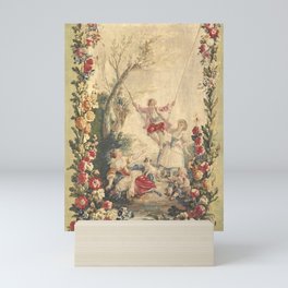 Antique 18th Century 'Boy on a Swing' Pastoral French Tapestry Mini Art Print
