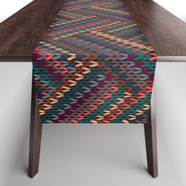 Knitted Textured Pattern Brown Table Runner