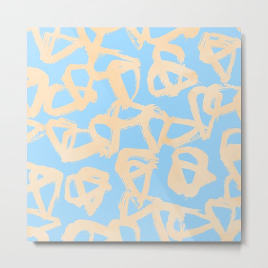 Sweet Life Triangle Dots Orange Sherbet + Blue Raspberry Metal Print
