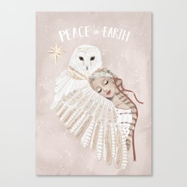 Folk owl Christmas Card Canvas Print