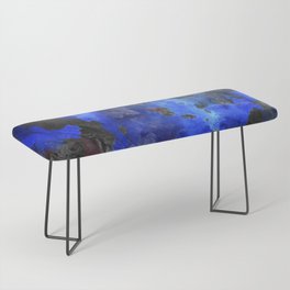 Indigo Ocean Marble Watercolor Midnight Waters Bench