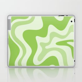 Retro Liquid Swirl Abstract Pattern in Light Lime Green Laptop Skin