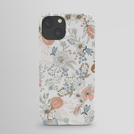 Abstract modern coral white pastel rustic floral iPhone Case