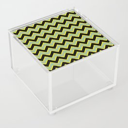 Fresh Minty Green And Black Chevron Pattern,Zigzag Stripes Pattern,Waves,Geometric,Abstract,Retro,Classic, Acrylic Box