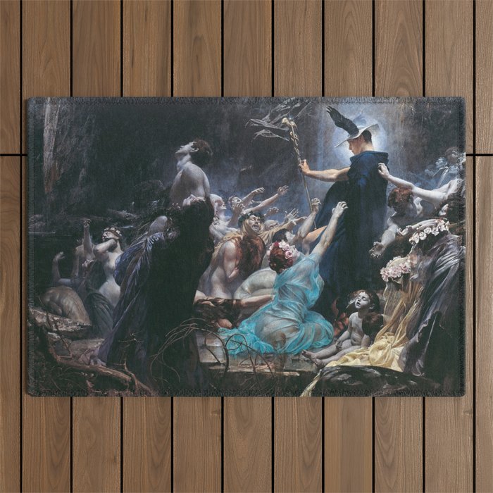 Souls on the Banks of the Acheron painting 1898 Outdoor Rug