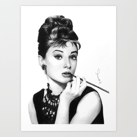 Audrey Hepburn Pencil drawing Art Print