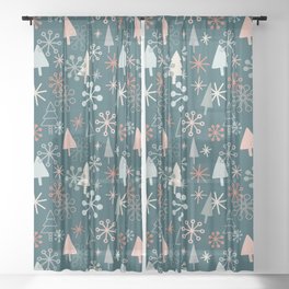 Boho Christmas Tree Pattern Sheer Curtain