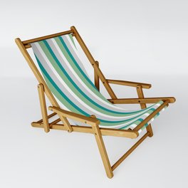 [ Thumbnail: Dark Cyan, Dark Sea Green, White, and Light Gray Colored Lined/Striped Pattern Sling Chair ]