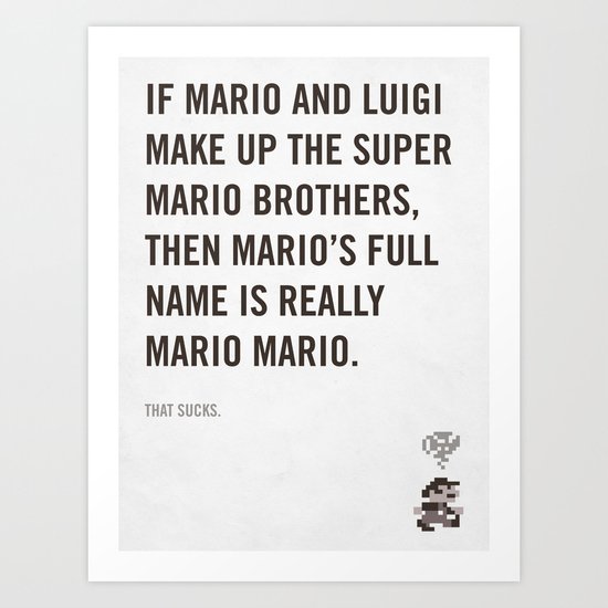 Mr. Mario Mario Art Print