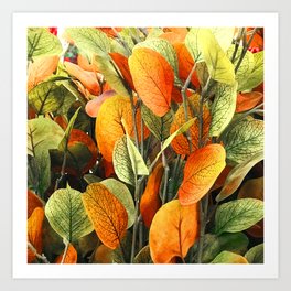 Autumn Leaves in Classic Vibrant Fall Colors Art Print