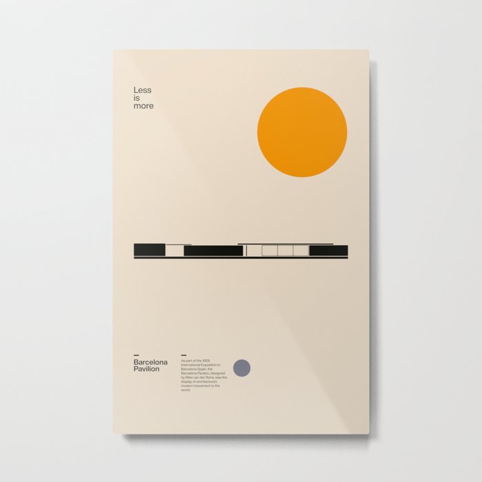 Barcelona Pavilion, Ludwig Mies van der Rohe, Minimal Architecture Bauhaus Design Metal Print