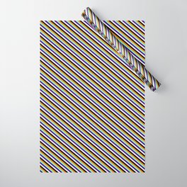 [ Thumbnail: Colorful Dark Orange, Aquamarine, Indigo, White, and Black Colored Striped/Lined Pattern Wrapping Paper ]