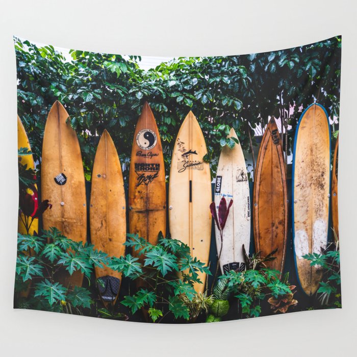 Surfboard Fence Wall Tapestry