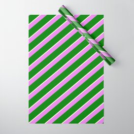 [ Thumbnail: Beige, Violet, and Green Colored Stripes/Lines Pattern Wrapping Paper ]