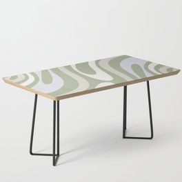 Wavy Loops Retro Abstract Pattern Sage Almond Grey Cream  Coffee Table