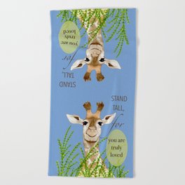 Stand Tall Giraffe and Daisies, You are Truly Loved Beach Towel