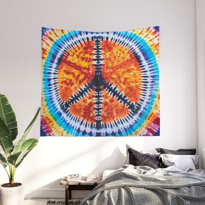 Tie Dye Tapestry GIVE PEACE A CHANCE 40X45 Fabric Wall Hanging TD84 