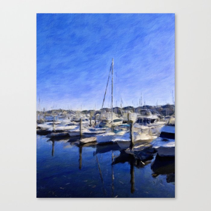 Boats on the Blue Water Bay Canvas Print