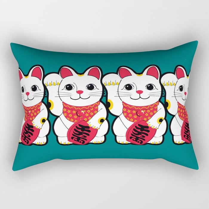  Maneki-Neko Japanese Lucky Cat Rectangular Pillow