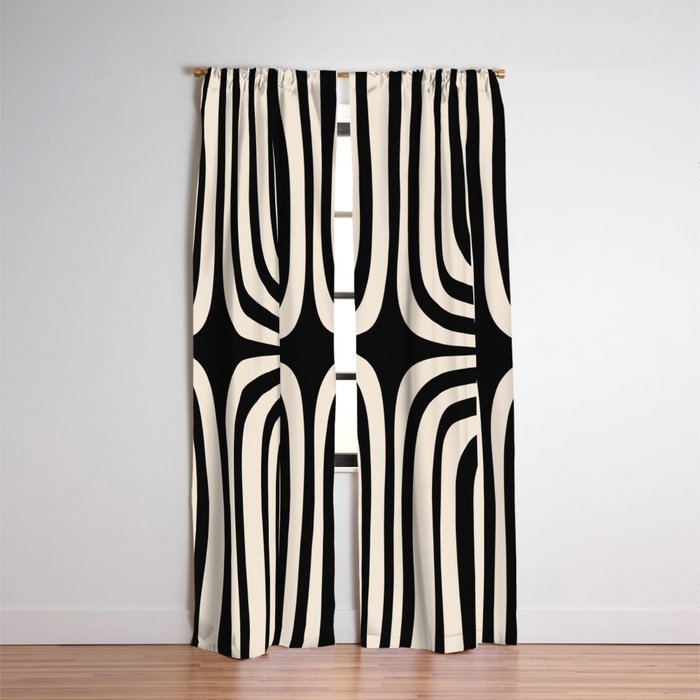 Midcentury Modern Confaab Abstract Pattern in Black and Almond Cream