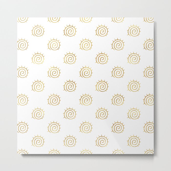 Gold Spiral Sun Pattern Metal Print