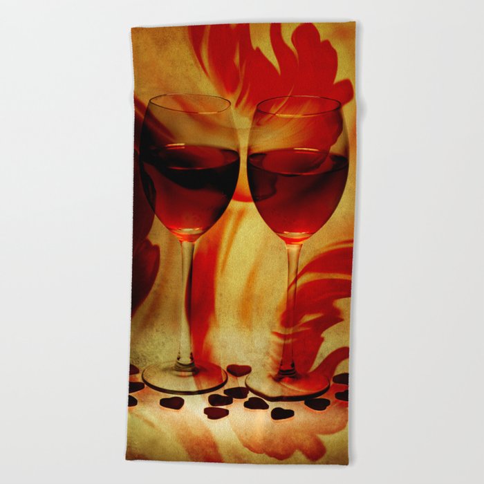 Red wine Beach Towel