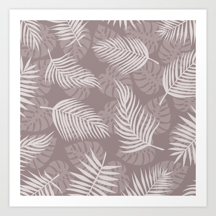 Brown Palm Leaf Pattern 11 Art Print